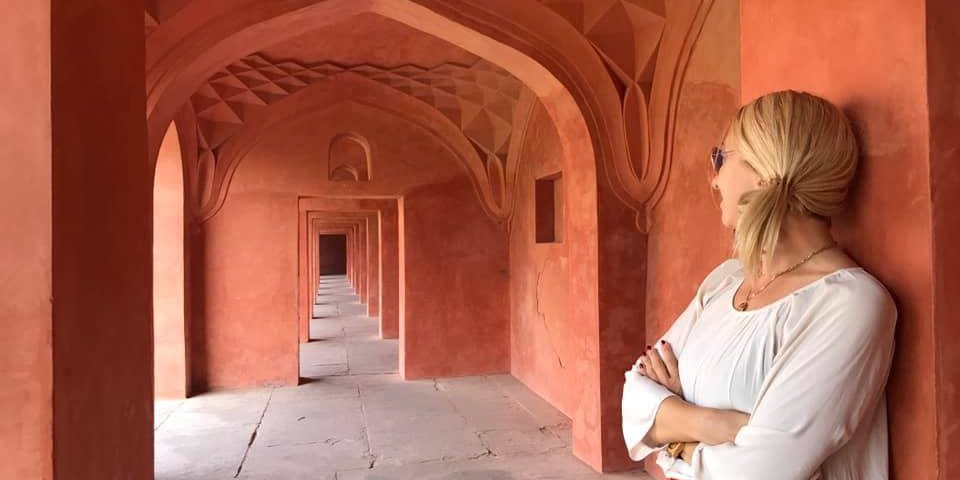 Red buildings at the Taj Mahal